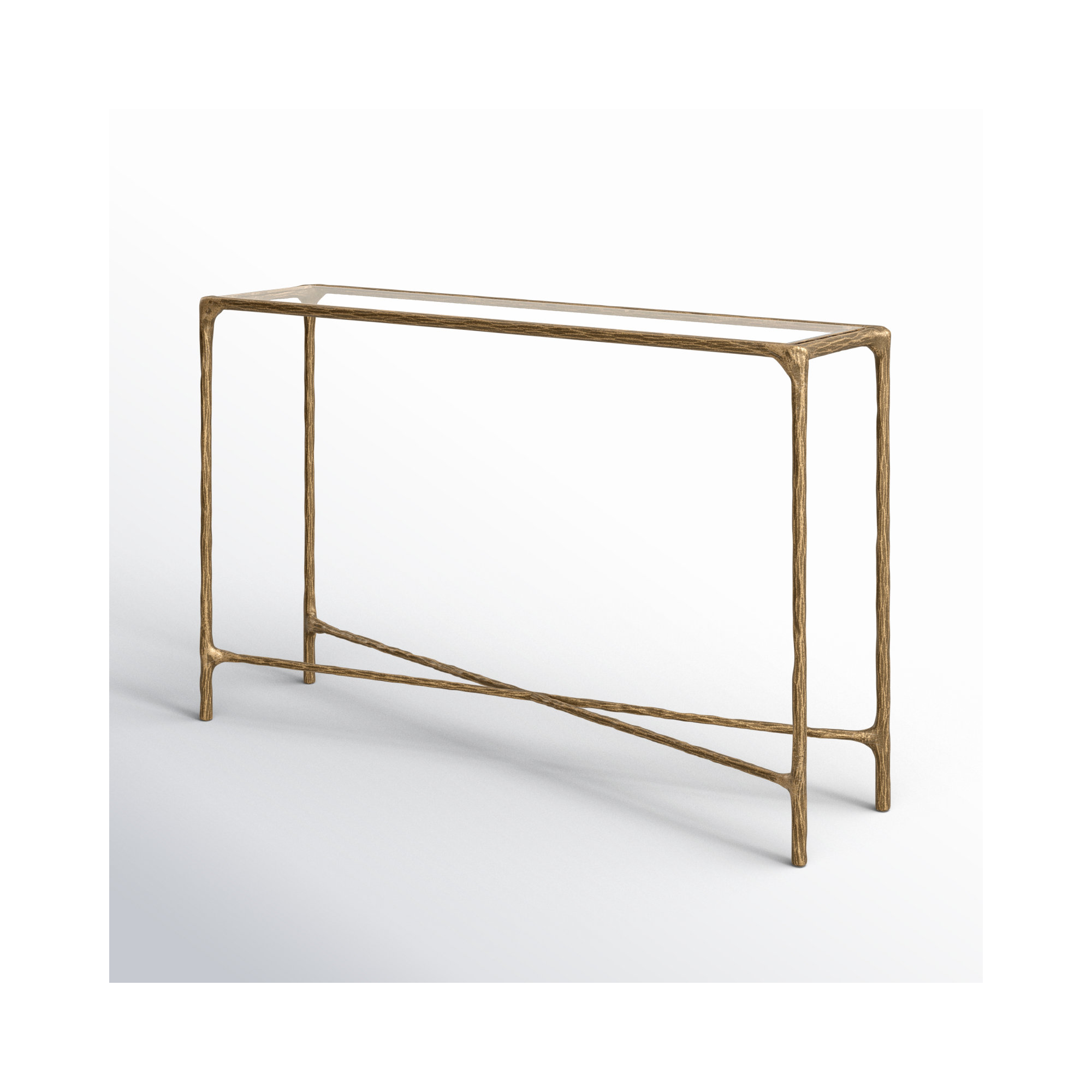 Evelynn 48'' Console Table, Clear, Brass