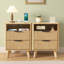 17.7'' W 2-Drawer Nightstand with Charging Station, Fluted Bedside Table with Open Cubby