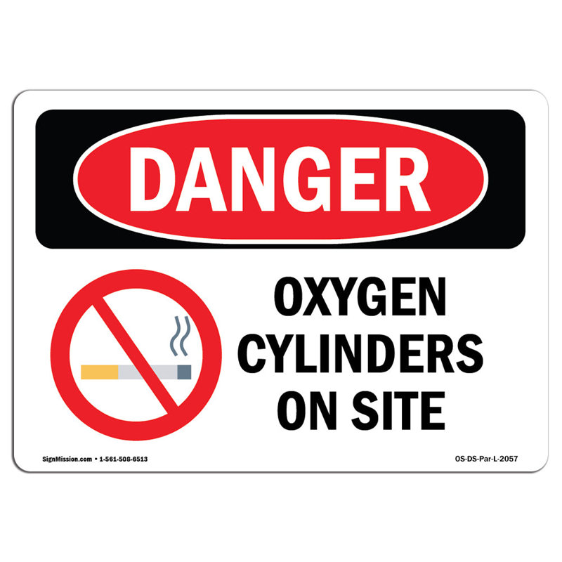 Enseigne en aluminium pour bouteilles d'oxygène 12 x 18, H 12 po x l 18 po x P 0,1 po