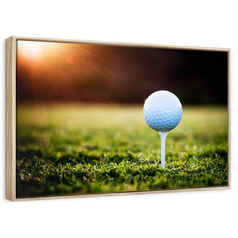 Té de balle de golf, 37 po x 25 po, Cadre flottant en bois naturel