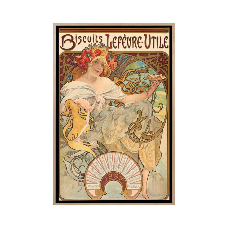 Biscuits Lefervre-Utile, 1896, 26" H x 18" W x 1.5" D, No Mat, Natural Wood Floater Framed Canvas