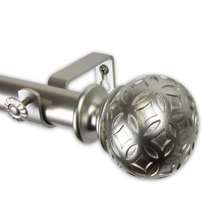 Tringle à rideaux simple Lebo, 66 po à 120 po, Nickel satiné