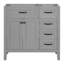 Base d'armoire de salle de bain grise de 36 po. Meuble-lavabo moderne avec tiroirs. Bois massif et autoportant. Assemblage requis seulement en gris. Pour le rangement.-130431046