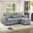 91" Upholstery Sectional Sofa with Storage Chaise, Chenille Convertible Sleeper Sofa Bed with USB Port, 2 Cup Holders on Back Cushions-553481783