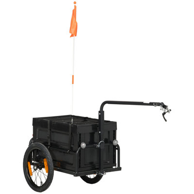 Bike Cargo Trailer, Bicycle Wagon Cart with Removable Storage Box, 16" Wheels and Safe Reflectors