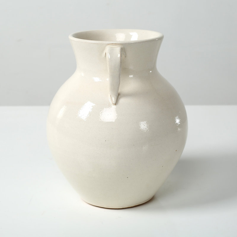 Approx. 9" High Off Whtie Ceramic Vase with Two Handles