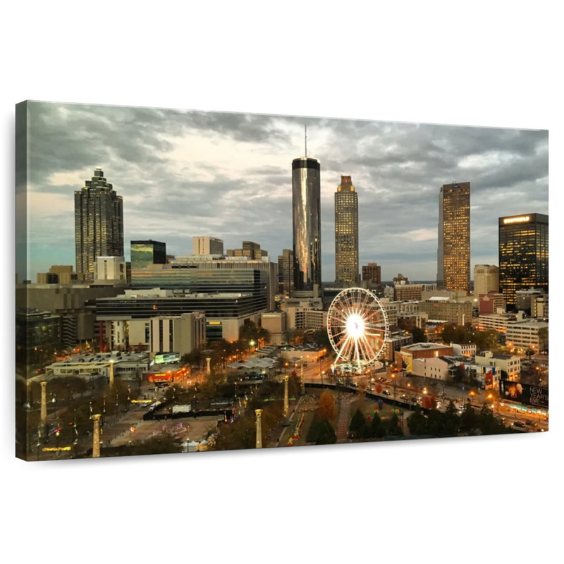 Ravi Atlanta après le coucher du soleil, H 34 po x l 51 po