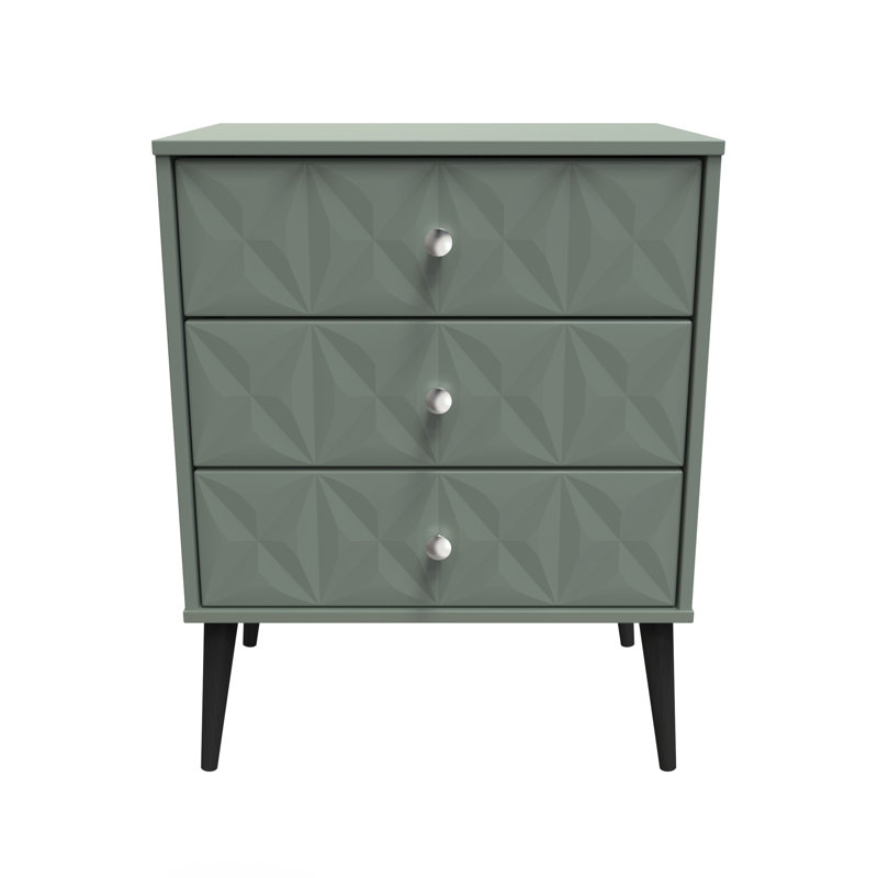 Fully Assembled Herta 3 - Drawer Chest of Drawers, Reed Green