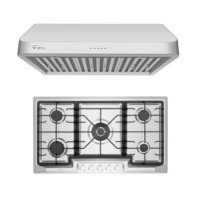 2 Piece Kitchen Package With 36" Gas Cooktop, and 36" Ducted Under Cabinet Range Hood