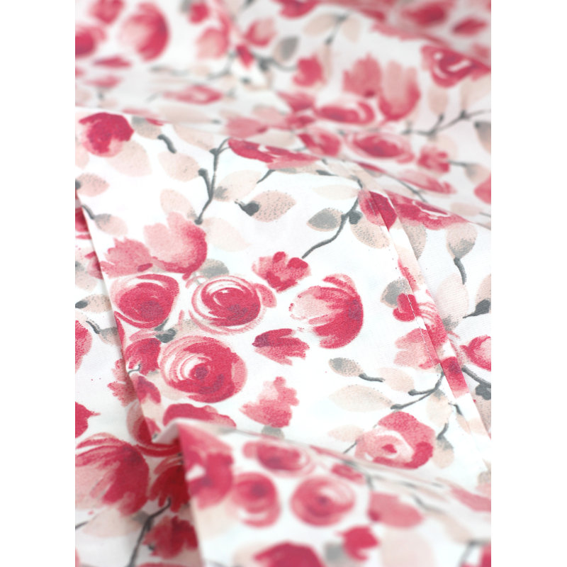 Airlia 100% Cotton Floral Sheet Set, King, Red