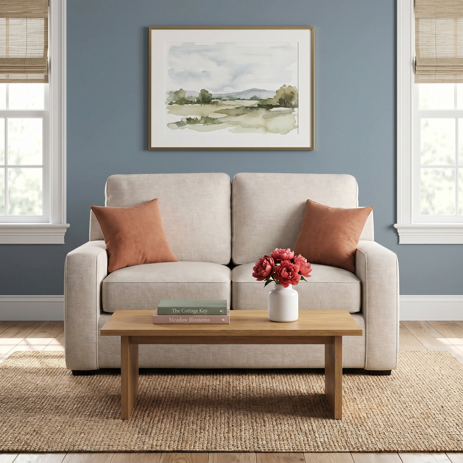 Taylor 56'' Upholstered Loveseat, Canvas Flax Sunbrella® Canvas