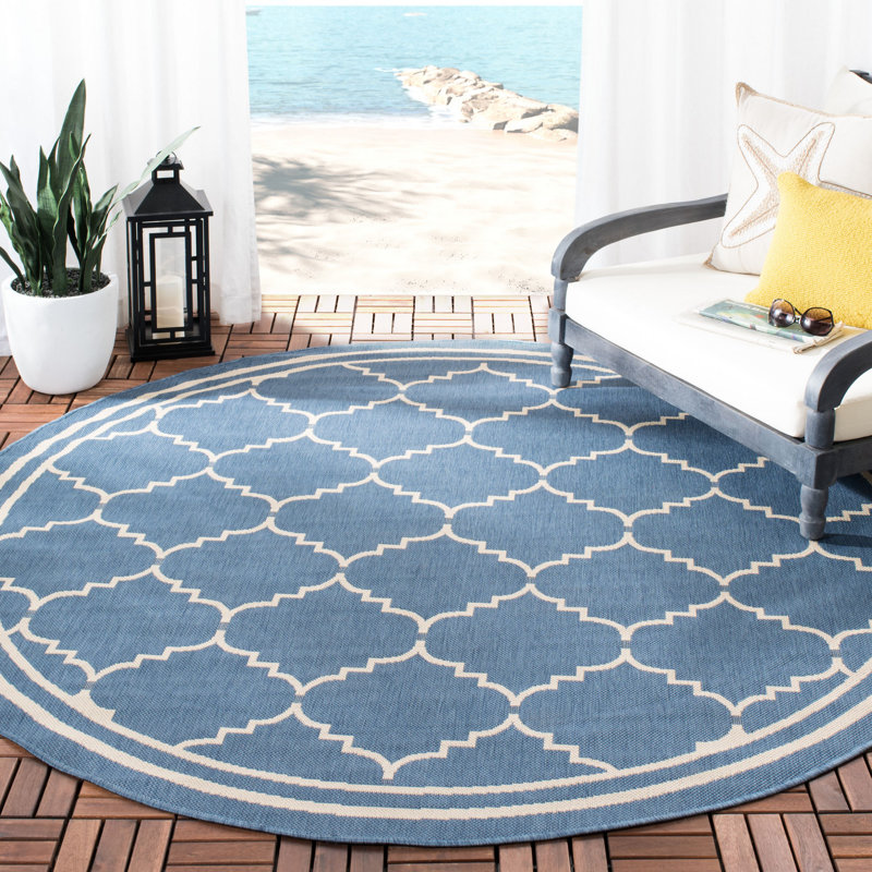 Herefordshire Performance Geometric Indoor/Outdoor Area Rug, Round 6'7"