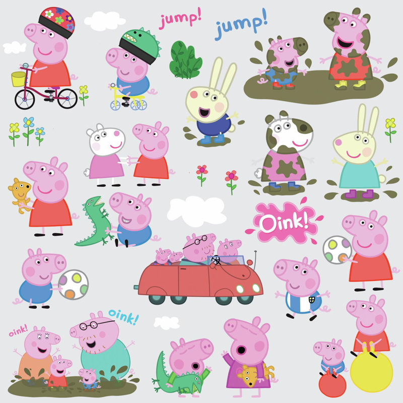 Décalcomanies murales adhésives et colles peppa the porc