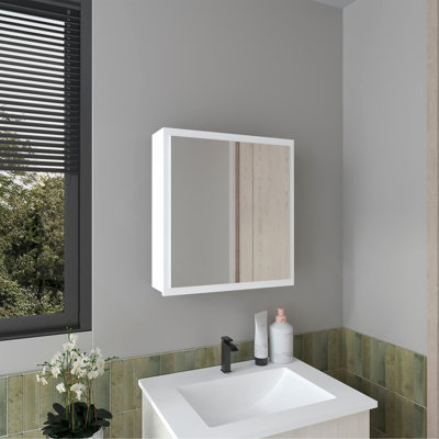 Medicine Cabinet 21.1" H, 1 Door, 4 Shelves, 1 Mirror