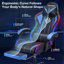 Fauteuil de jeu inclinable et ergonomique en cuir avec haut-parleurs intégrés et lumières DEL Hoffree-69741809