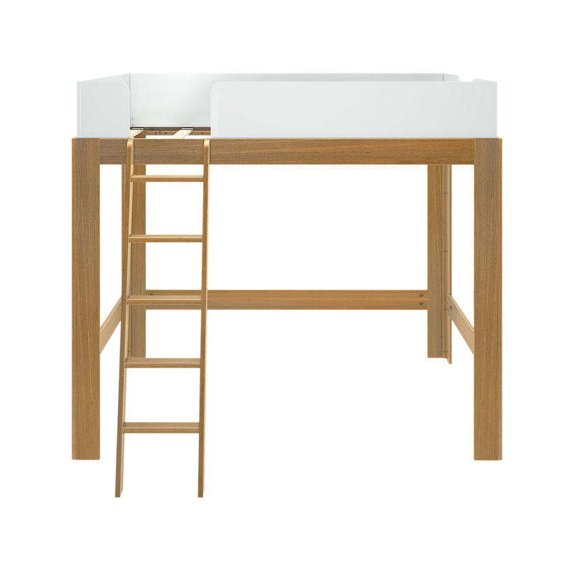 Lit mezzanine en bois massif Ambur Kids, Pacane / blanc