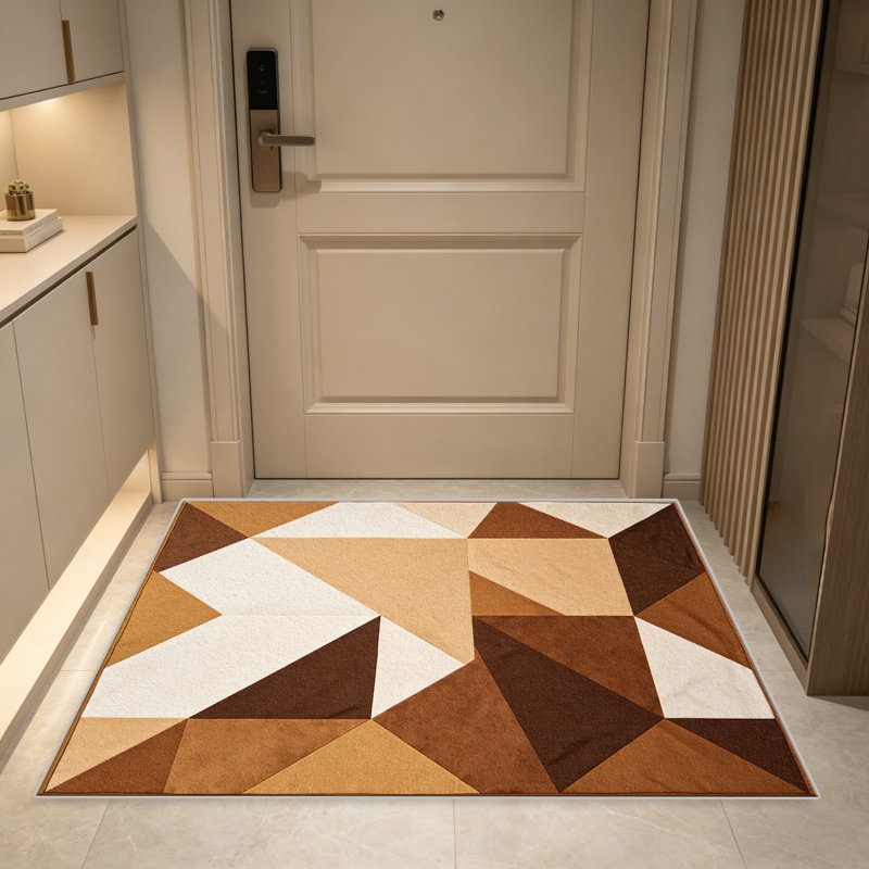 Terracotta and Brown Geometric area rugs for Living Room, Soft and Comfortable, Suitable for all seasons, easy to maintain, machine washable Indoor floor mat, Under Table Farmhouse suitable for Bedroom, Dining Room, Study,  Balcony, Home Decor Patio