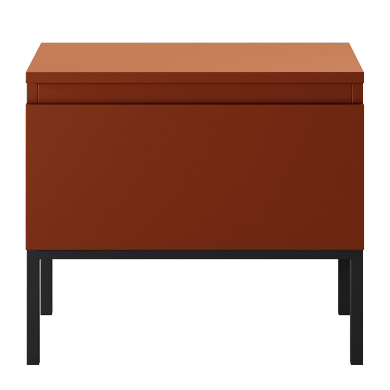 Auburntown 49cm W Manufactured Wood Bedside Table, Brick Red