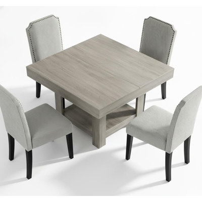 Square Dining Table for 4-6, 2-Tier Storage Shelf, Space-Saving