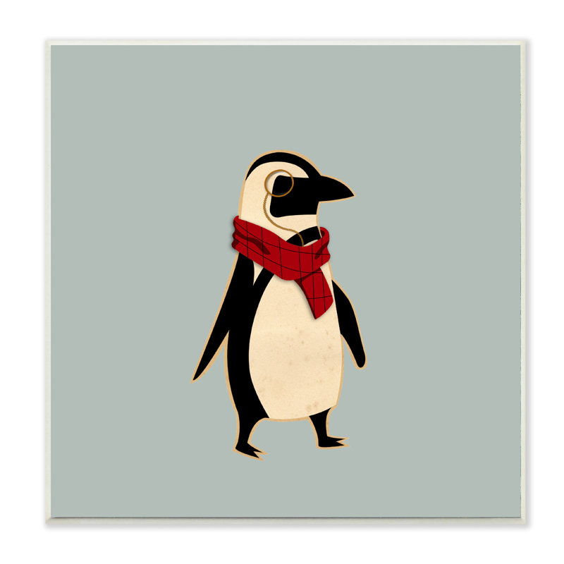 «Hipster Penguin with Scarf», reproduction d'impression, H 12 po x l 12 po, Plaque murale