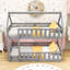 Lit superposé simple en forme de maison avec échelle et porte-2073426756