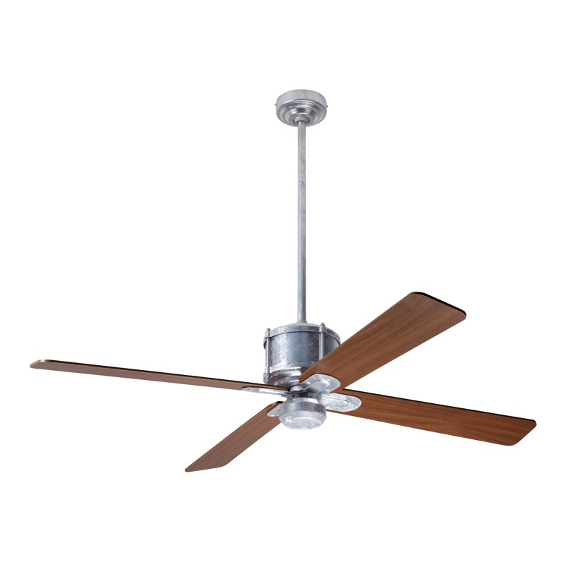 Industry Downrod Ceiling Fan, Remote Control, Mahogany, Galvanized