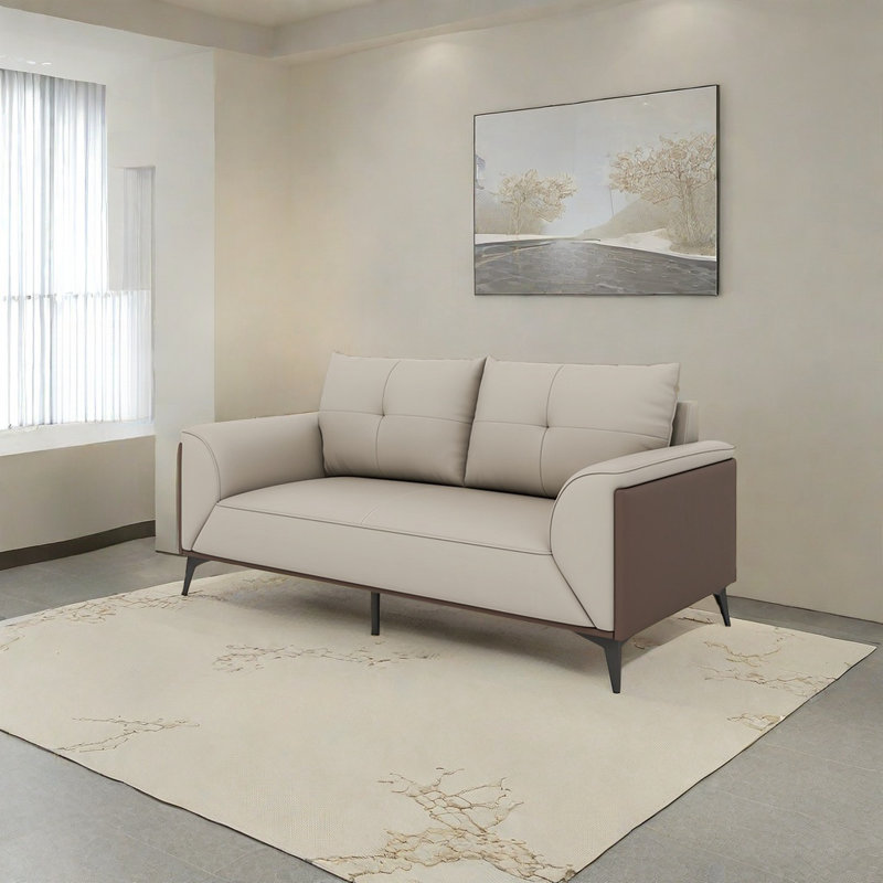 Orfea, Brown/Off White Faux Leather