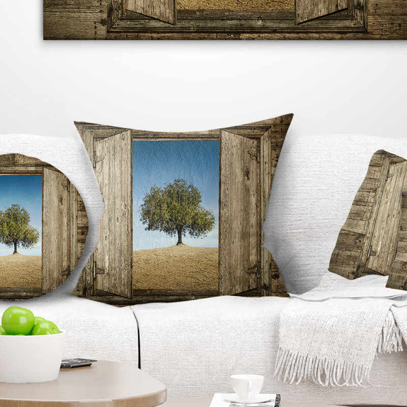 Coussin d'arbre paysage ouvert, 16 po x 1 po, Coussin décoratif