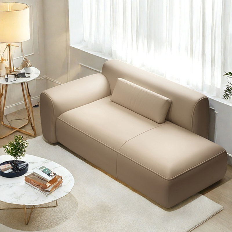 Méridienne légère et luxueuse en similicuir, Orienté à gauche (vu de face), Beige