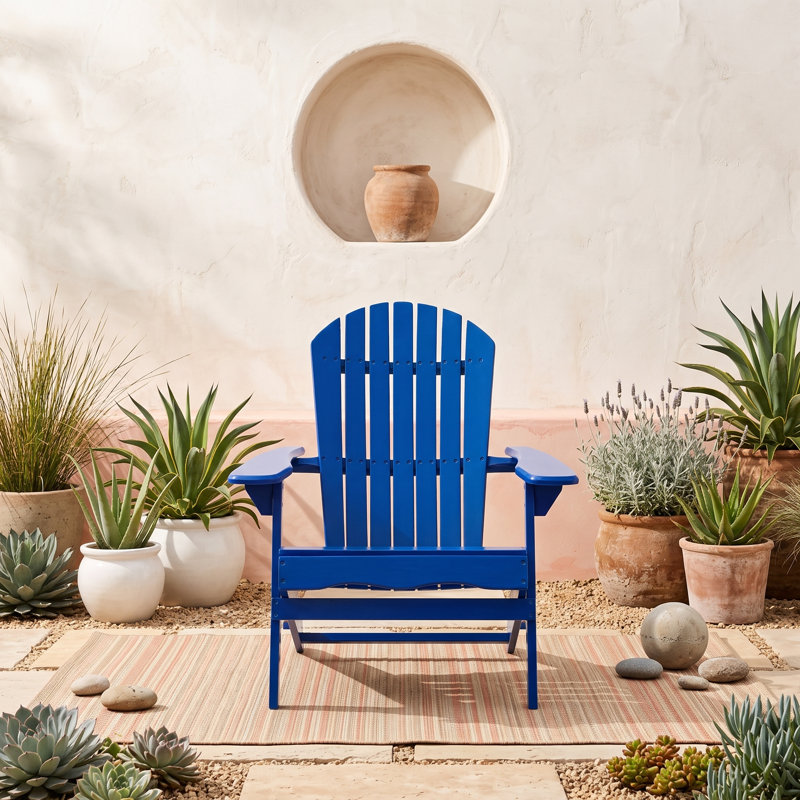Chaise en bois avec dossier et accoudoirs, Bleu