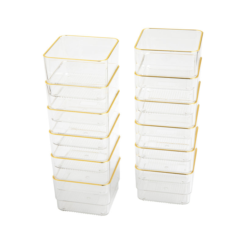 Organisateurs de tiroir de bureau empilables en plastique Martha Stewart Kerry - 3 po x 3 po