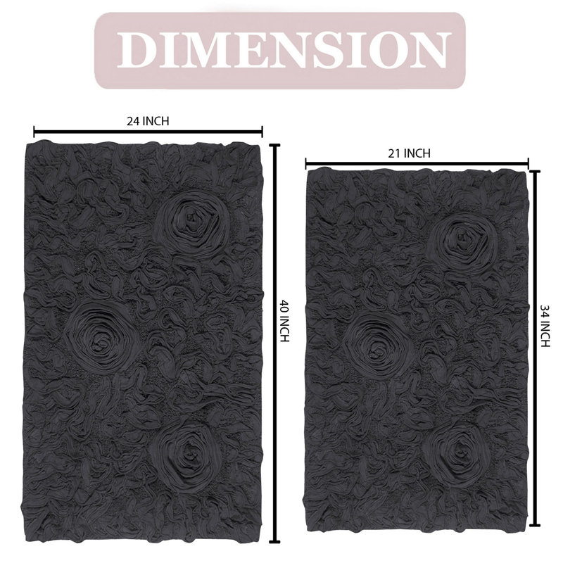 100% Cotton Bath Rug (Set of 2), Gray