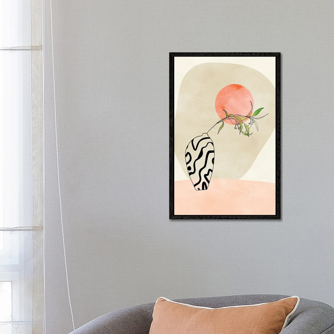 Blumenstilleben mit Mond in Pastell von Ana Rut Bré - Galerie-umwickelte Leinwand Giclée auf Leinwand