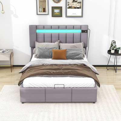 Avalanna Upholstered Platform Bed with Hydraulic Storage, Bluetooth Player and USB Charging -  Brayden StudioÂ®, 905EB1FEEE244E41BD4F0F90DBB6EC7F