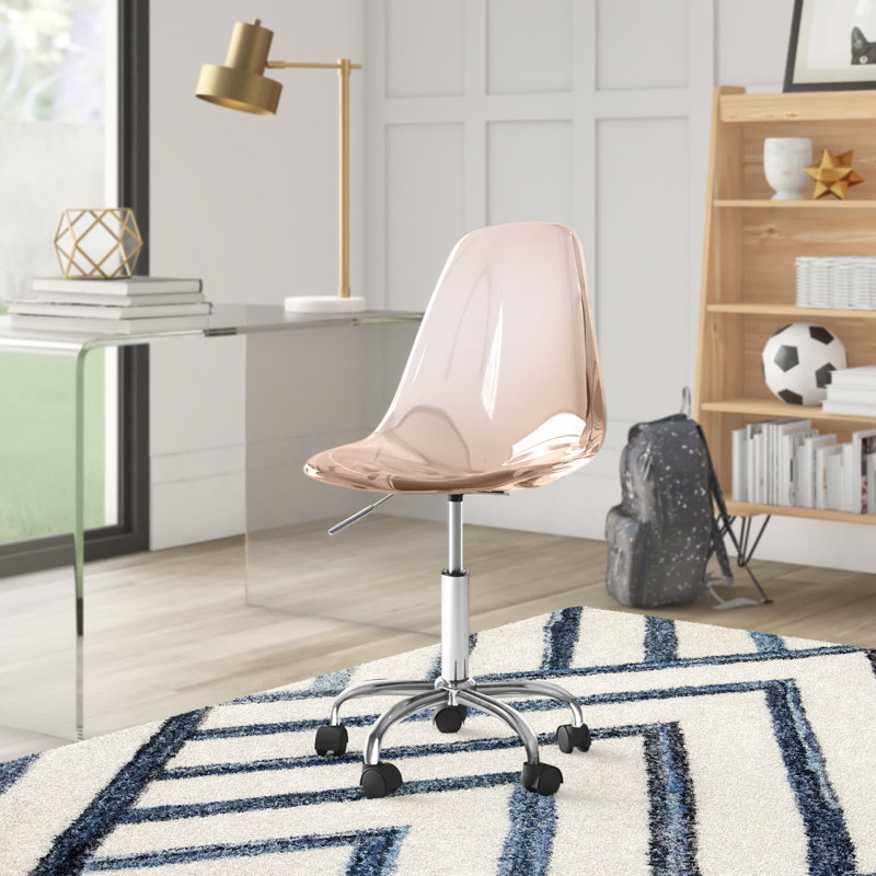 Chaise de travail roulante Mackendrick, Rougir, Argent argent