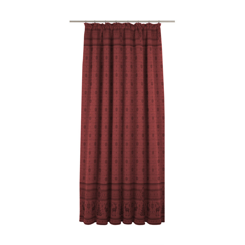 Larissa Synthetic Room Pencil Pleat Curtain, single Panel, opaque, Red, 135 W x 145 D cm