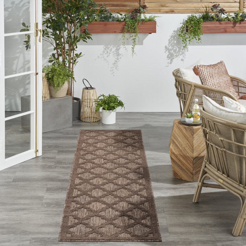 Tapis intérieur / extérieur Moung Trellis, Tapis de couloir 2 pi 2 po x 10 pi