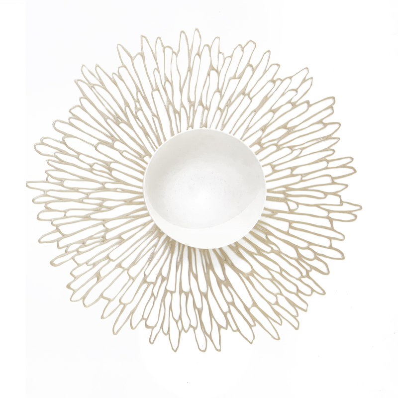 Bloom Vinyl Solid Colour Round Placemat, Champagne