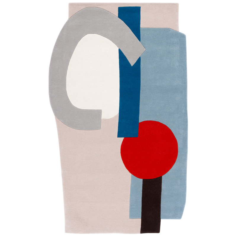 Tapis Saracen beige / bleu, Rectangle de 5 pi x 8 pi