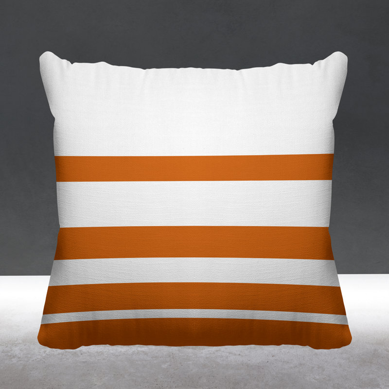 Luella Striped Outdoor Reversible Throw Pillow, 15H" x 15W", Orange