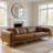 111.8'' Mid Century Modern 4 Seat Leather Sofa With Wide Armrests
