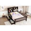 Lit plateforme en bois avec tableau noir, tiroirs et tablettes de rangement, meubles pour enfants peu encombrants