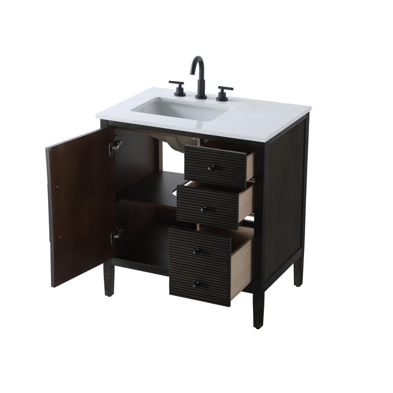 32 inch Single Bathroom Vanity, Chocolate Oak