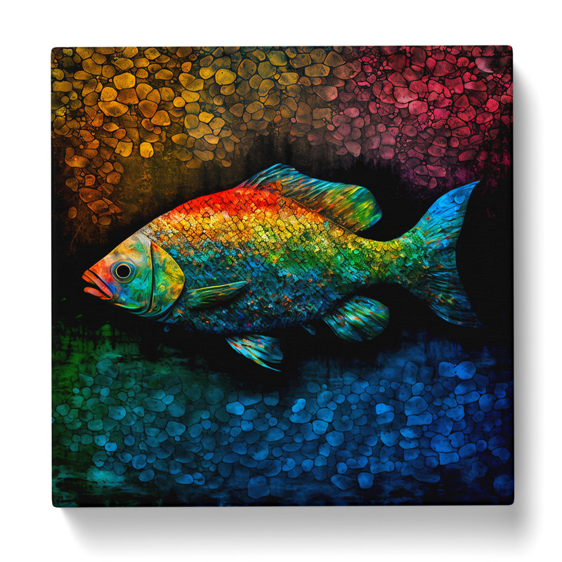 Fish Color Field Painting - Wrapped Canvas, 35cm H x 35cm W x 3cm D