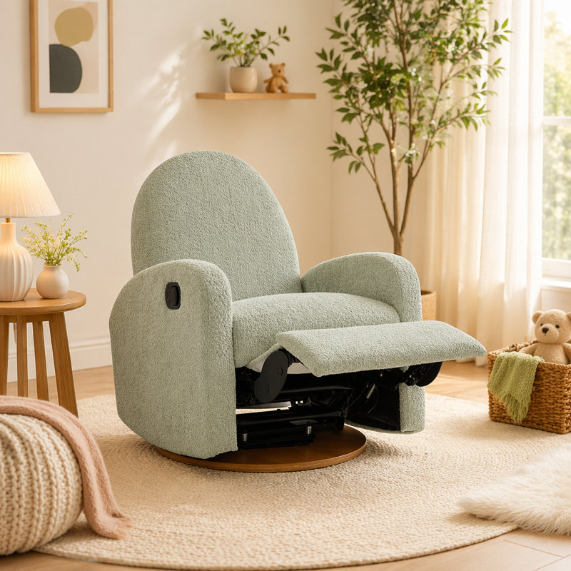 Fauteuil inclinable et pivotant 360 °, Tissu vert pâle, Light Green
