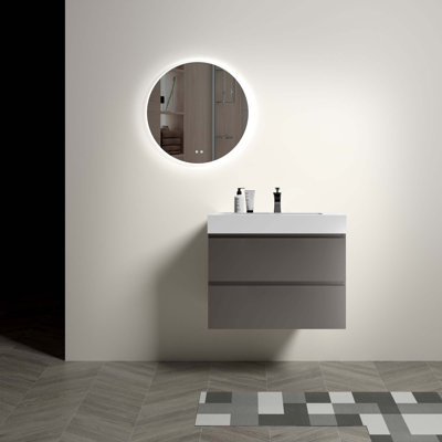 30" Large Storage Wall Mounted Bathroom Vanity With Sink For Modern Bathroom, One-Piece Sink Basin Without Drain And Faucet, Pre-Assembled