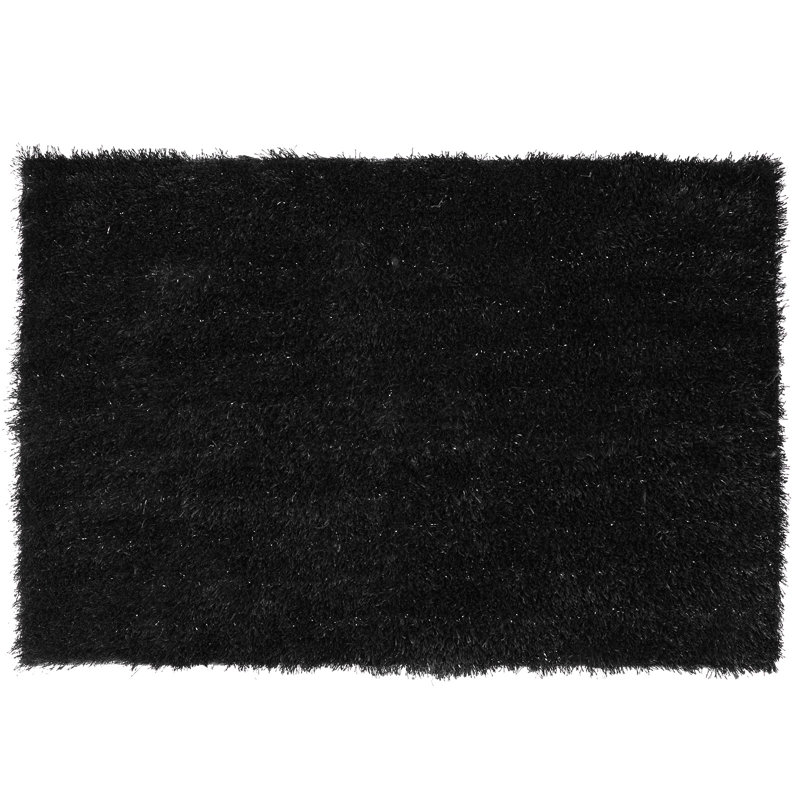 Tapis noir à poils longs Erwina, Rectangle 2 pi x 2 pi 11 po