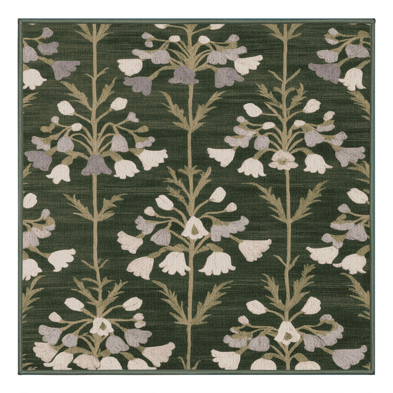 Tapis vert botanique lavable à la machine, Carré 8 pi