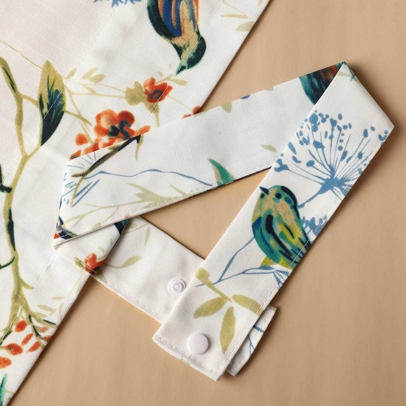 One Panel 18 Inch Long Window Curtain Valance, Birds Blue