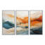Abstrait orange et bleu rivière encre - ensemble d'art mural en marbre-111758525-111758526